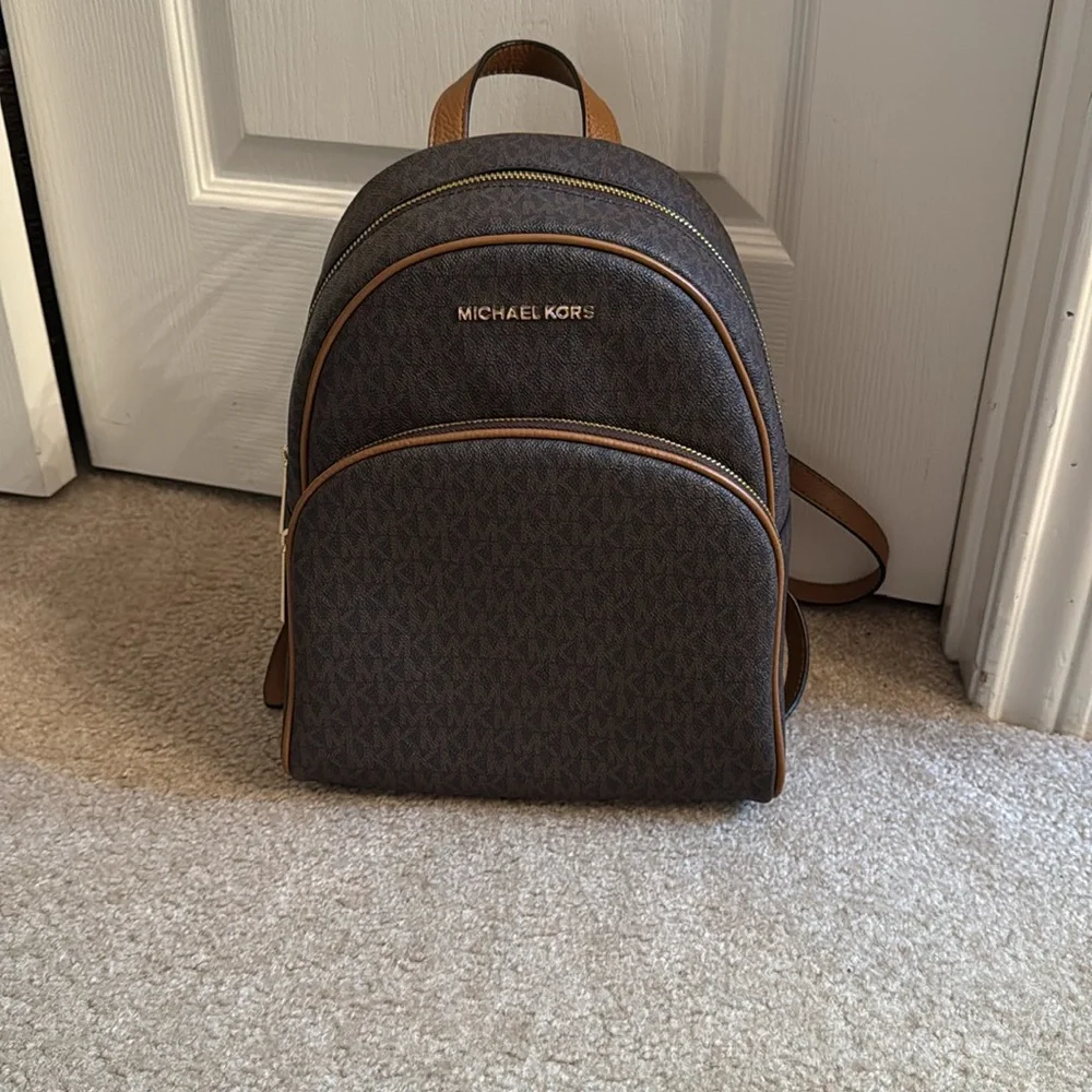 Michael Kors Brown Monogrammed Backpack - Picture 7 of 13